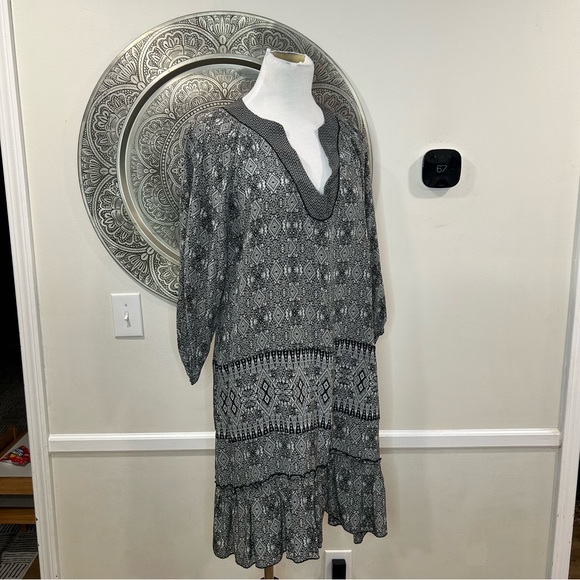Tolani Black And White Pattern Mid-Length Dress-Size L - Picture 10 of 11
